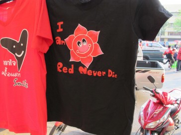 Tshirts sold by Redshirt supporters. Photo Sian Powell.